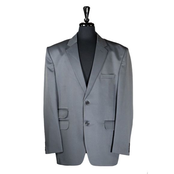 Mens Blazer Gray Wool Blend Dress Formal Suit Jacket Wedding Sport Coat 48R